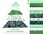 set of Christmas vector paper for scrapbook