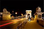 view of chain bridge in Budapest, Hungary