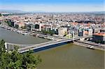 view of Elizabeth bridge, Budapest, Hungary from Citadel
