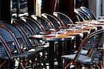 Empty parisian cafe terrace