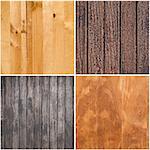 Set of four wooden textures, backgrounds.