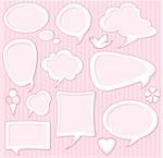 Set of Cute pink speech bubbles