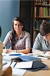 Portrait of young adults studying in a library