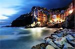 Falling night in Riomaggiore Village, Cinque Terre, Italy