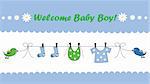 Cute blue welcome home baby boy announcement shower invitation