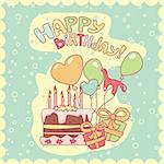 happy birthday card, vector illustration