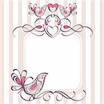 wedding frame with cute birds