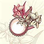 retro floral frame, vector illustration