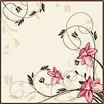 retro floral card, vector illustration