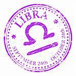 Rubber stamp illustration showing "LIBRA" text and star sign. Also available as a Vector in Adobe illustrator EPS format, compressed in a zip file