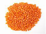 red lentils isolated on white