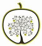 vector apple tree in apple on white background, Adobe Illustrator 8 format