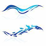 Vector illustration of abstract blue waves on black background #10