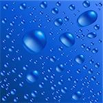 Water drops are on the blue surface. Vector seamless background image