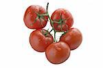 Bunch of tomatoes on white background