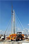 concrete column of new bridge on construction site in Belgrade