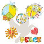 set of various peace symbols vector illustration