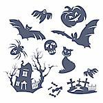 set of different vector Halloween icons