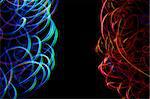 Chaotic colorful lights on  black background