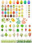 Big collection of easter eggs,trees,animals and flowers