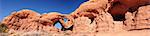 Panoramic view of Arches National Park at the Double Arch area