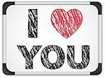 Vector - Whiteboard with I Love Heart You Message written with Chalk