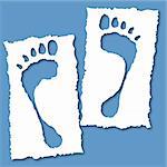 Paper with foot hole, cute health care vector illustration. Element for design