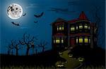 Illustration vector background, Halloween Haunted House