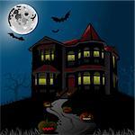 Illustration vector background, Halloween Haunted House