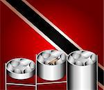 Vector Illustration of flag with three variations of Steel Pan Drums with invented in Trinidad and Tobago.