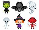 Vector illustration - Halloween characters icon set