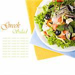 Closeup of Greek Salad isolated over white(with copyspace)