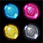 Disco Ball Set with different colors /  vector  / eps10