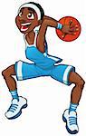 Basketball boy. Funny cartoon and vector isolated character