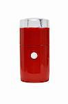 Red coffee grinder isolated on white background with clipping path