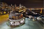 Seattle Downtown Skyline and Marina by the Pier at Night