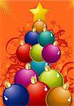 Christmas Tree of the balls, element for design, vector illustration