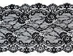 Black lace with pattern in the manner of flower on white background