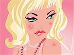 Glamour girl with diamonds. Vector illustration