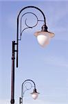 retro street lamps and sky background