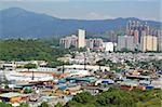 downtown city and old building