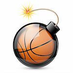 Abstract basketball shaped like a bomb. Illustration on white background for design