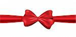Red ribbon with bow for a gift card or box isolated on white background. Vector