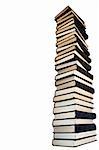 Tower  of old books. Isolated on  white background