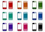 mobile phones front and back in nine colors