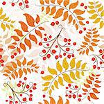 Autumn seamless decorative floral pattern with colorful leaves (vector)