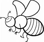 coloring page cartoon illustration of funny bee