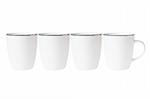 Four empty cup standing in line. Isolated on white.