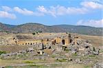 Pamukkale. Turkey. Hierapolis Amphitheatre. against blue sky