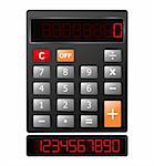 Vector calculator with red digits